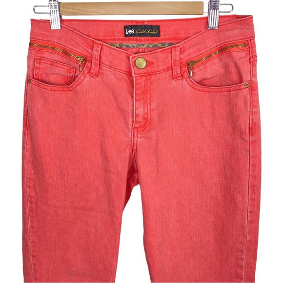 Lee Gold Label Vintage Zip Up Ankle Skinny Jeans Coral Pink - Picture 4 of 10